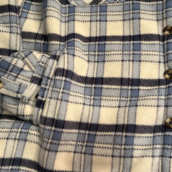SAGE blues and white plaid fleece lined button down jacket - Large - Picture 5 of 7